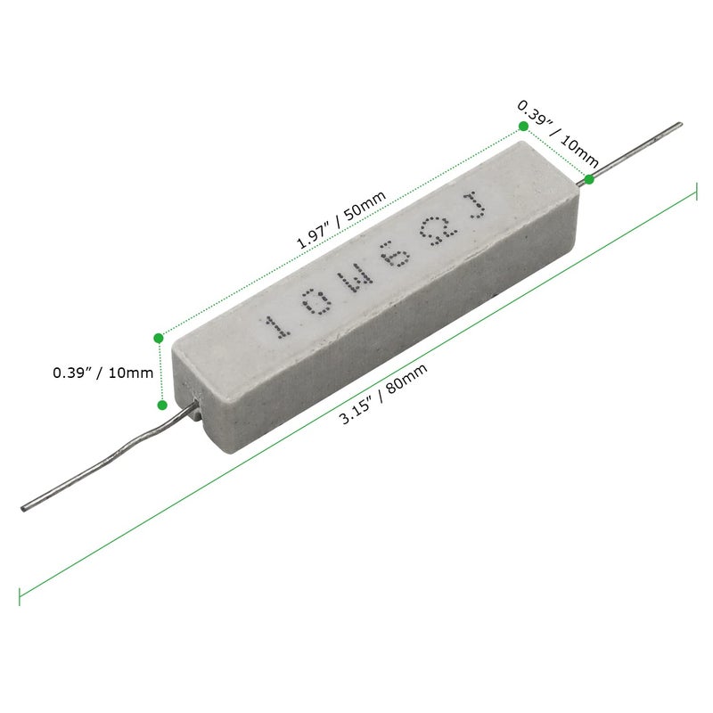 Dimlove White Wound 10w 6 Ohm 5% Axial Lead Wire Fixed Ceramic Cement Resistors - 10 PCS, Wirewound, Power Resistors with Flame, Heat & Moisture Resistance - Image 3